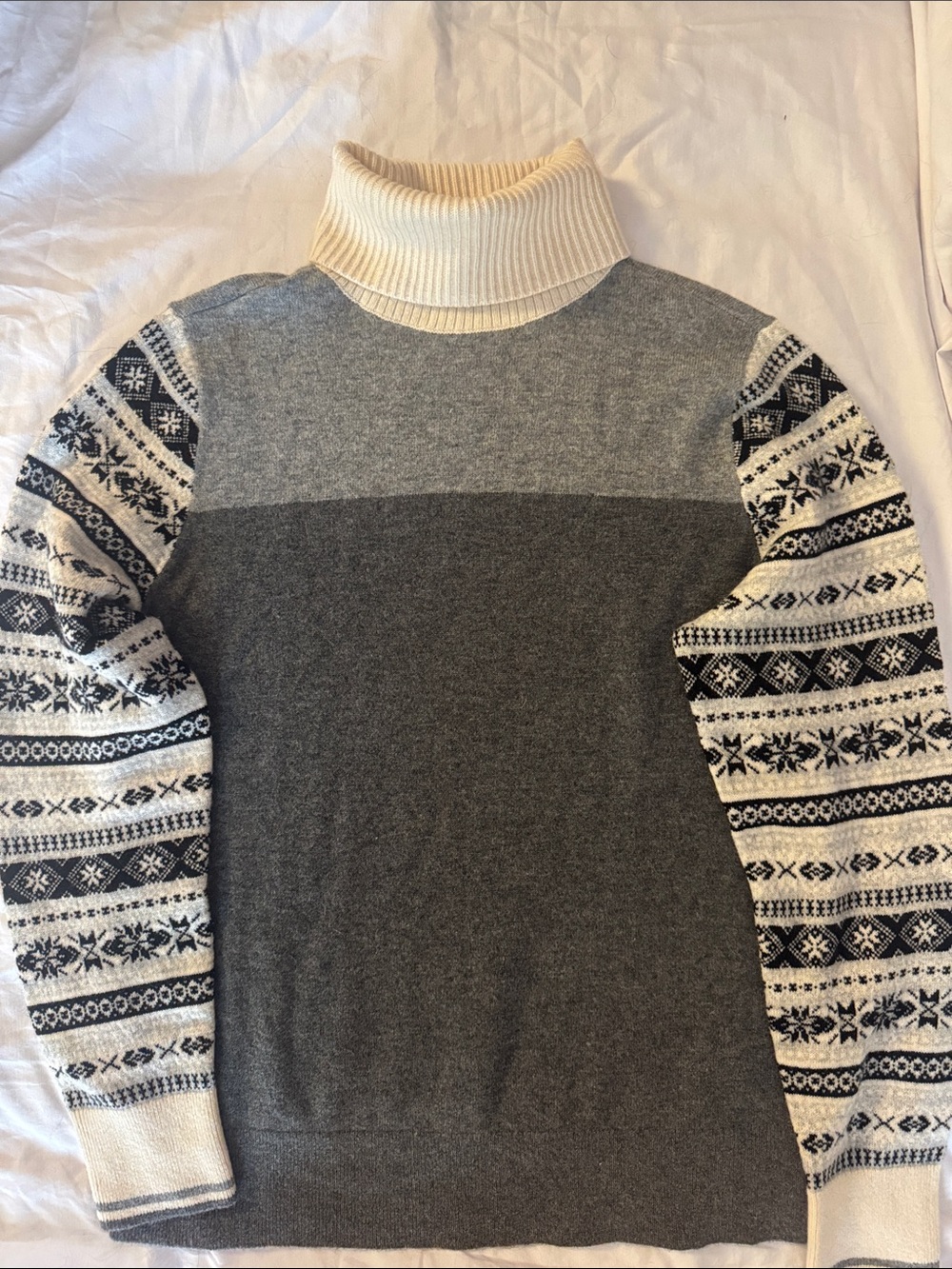 Lands' End Women’s cashmere Two-Tone Gray Turtleneck